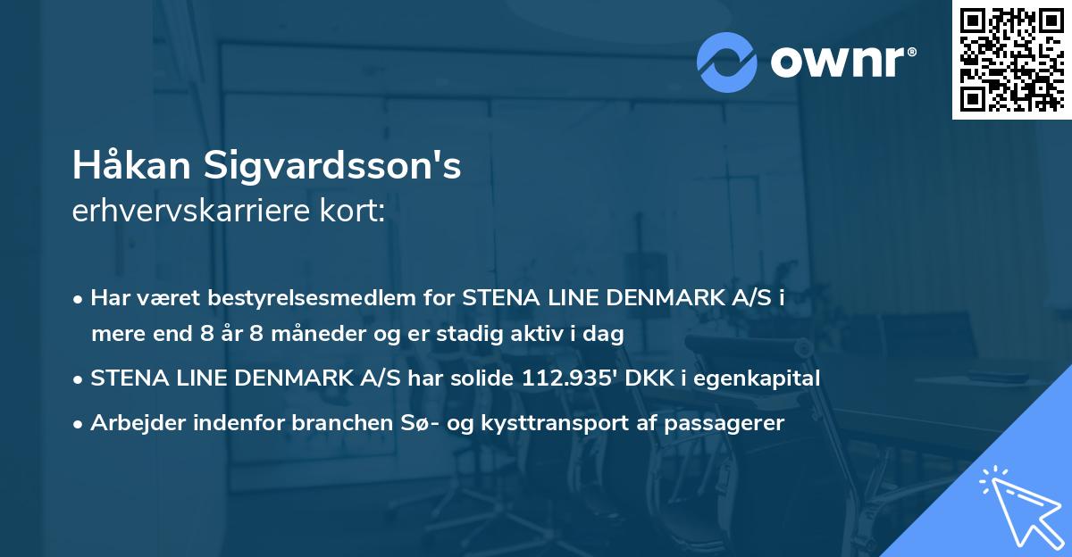 Håkan Sigvardsson's erhvervskarriere kort