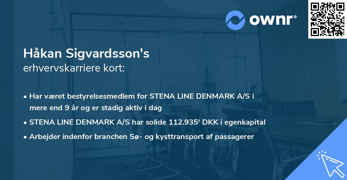 Håkan Sigvardsson's erhvervskarriere kort