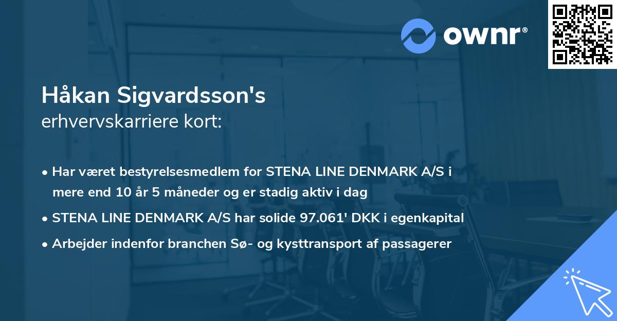 Håkan Sigvardsson's erhvervskarriere kort