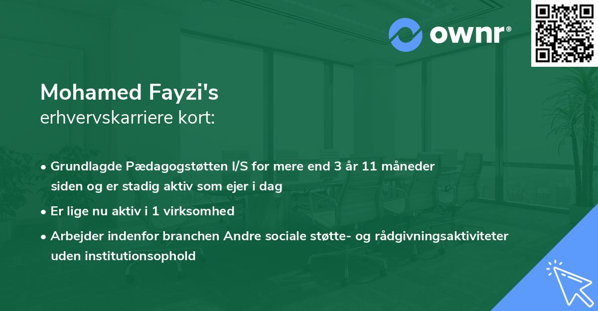 Mohamed Fayzi's erhvervskarriere kort