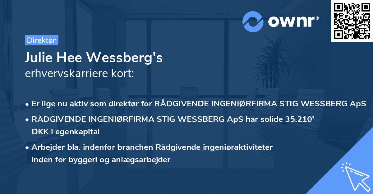 Julie Hee Wessberg's erhvervskarriere kort