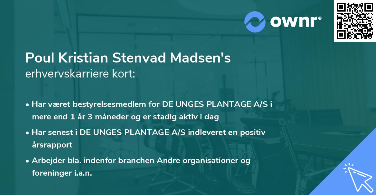 Poul Kristian Stenvad Madsen's erhvervskarriere kort