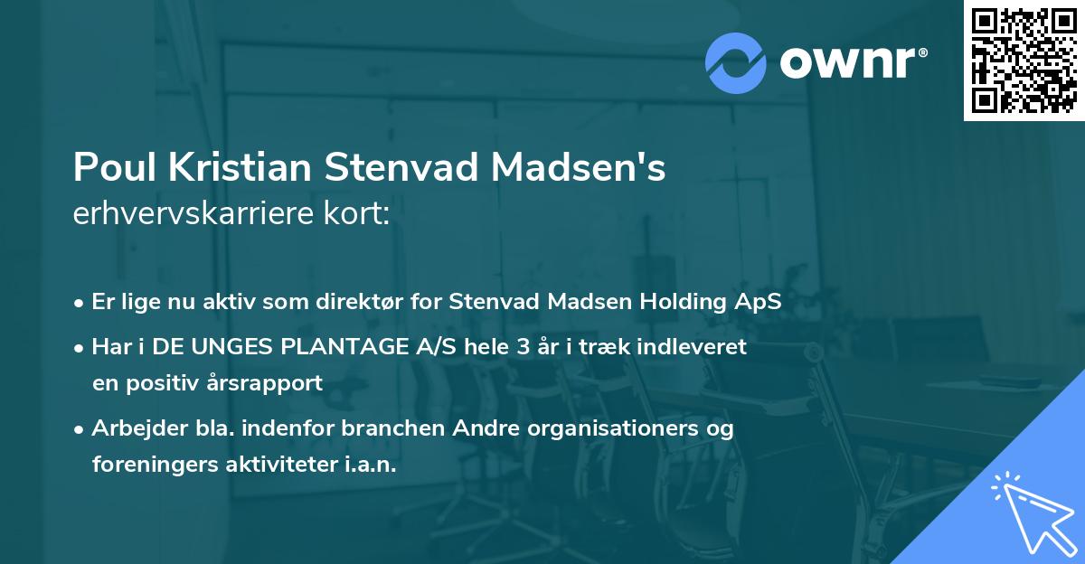 Poul Kristian Stenvad Madsen's erhvervskarriere kort