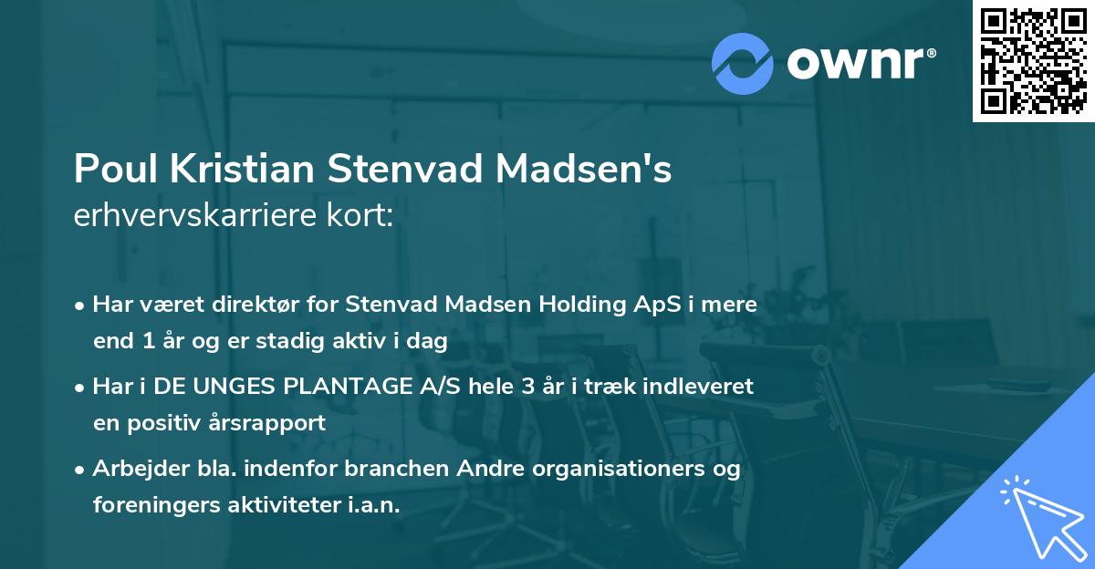 Poul Kristian Stenvad Madsen's erhvervskarriere kort