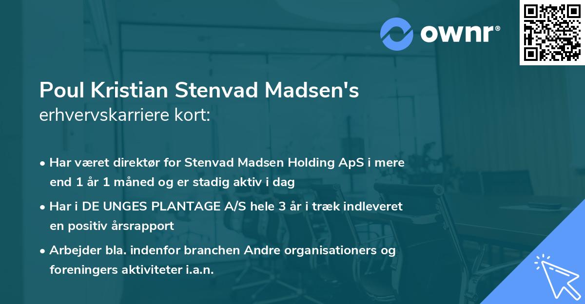 Poul Kristian Stenvad Madsen's erhvervskarriere kort