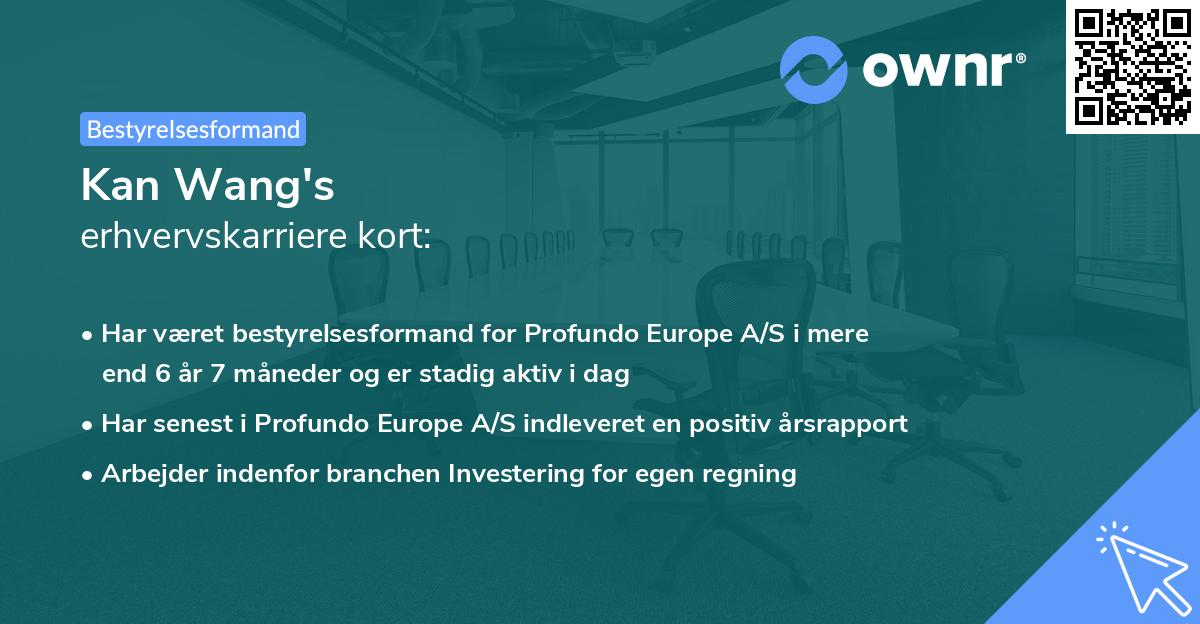 Kan Wang's erhvervskarriere kort