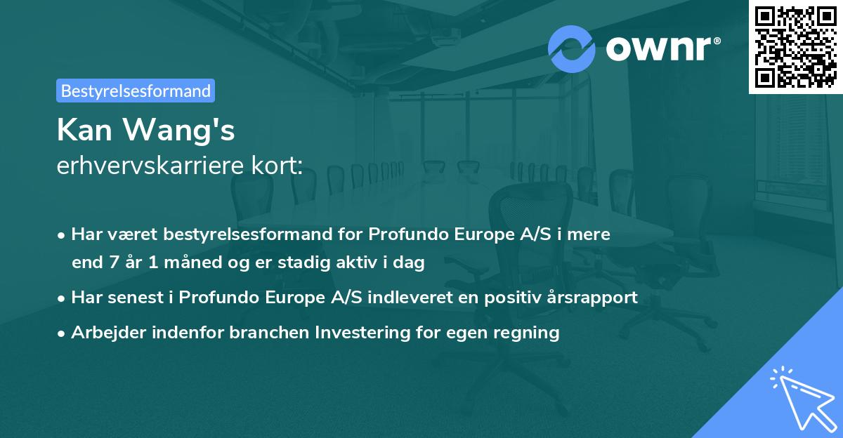 Kan Wang's erhvervskarriere kort