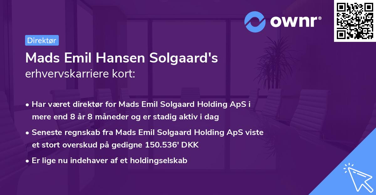 Mads Emil Hansen Solgaard's erhvervskarriere kort