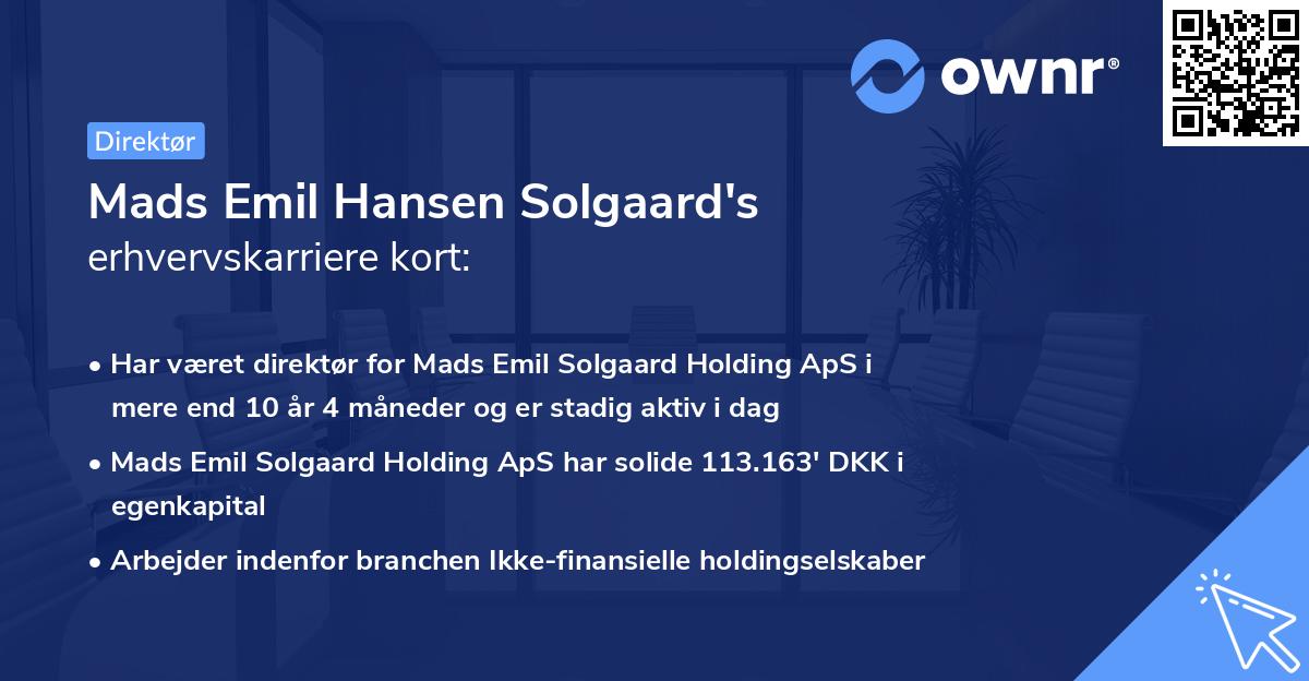 Mads Emil Hansen Solgaard's erhvervskarriere kort