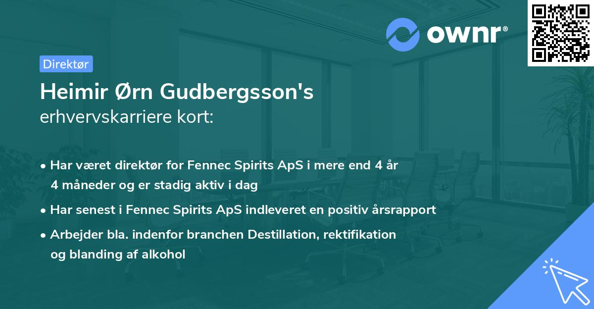 Heimir Ørn Gudbergsson's erhvervskarriere kort