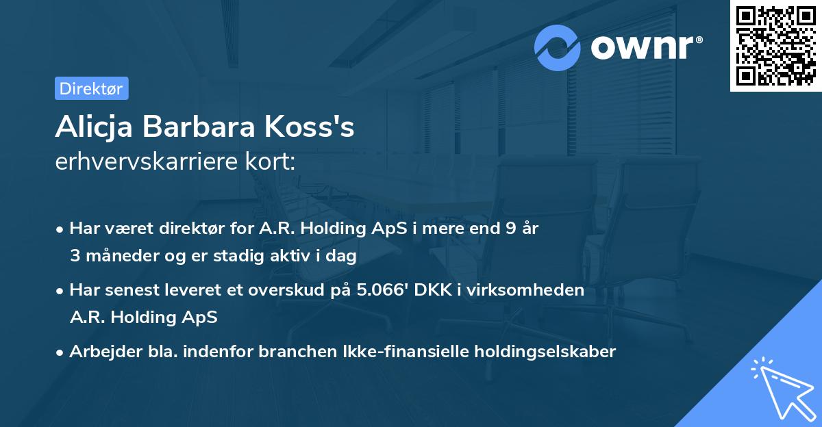 Alicja Barbara Koss's erhvervskarriere kort