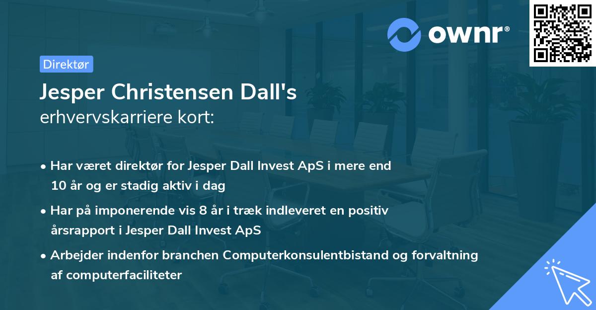 Jesper Christensen Dall's erhvervskarriere kort