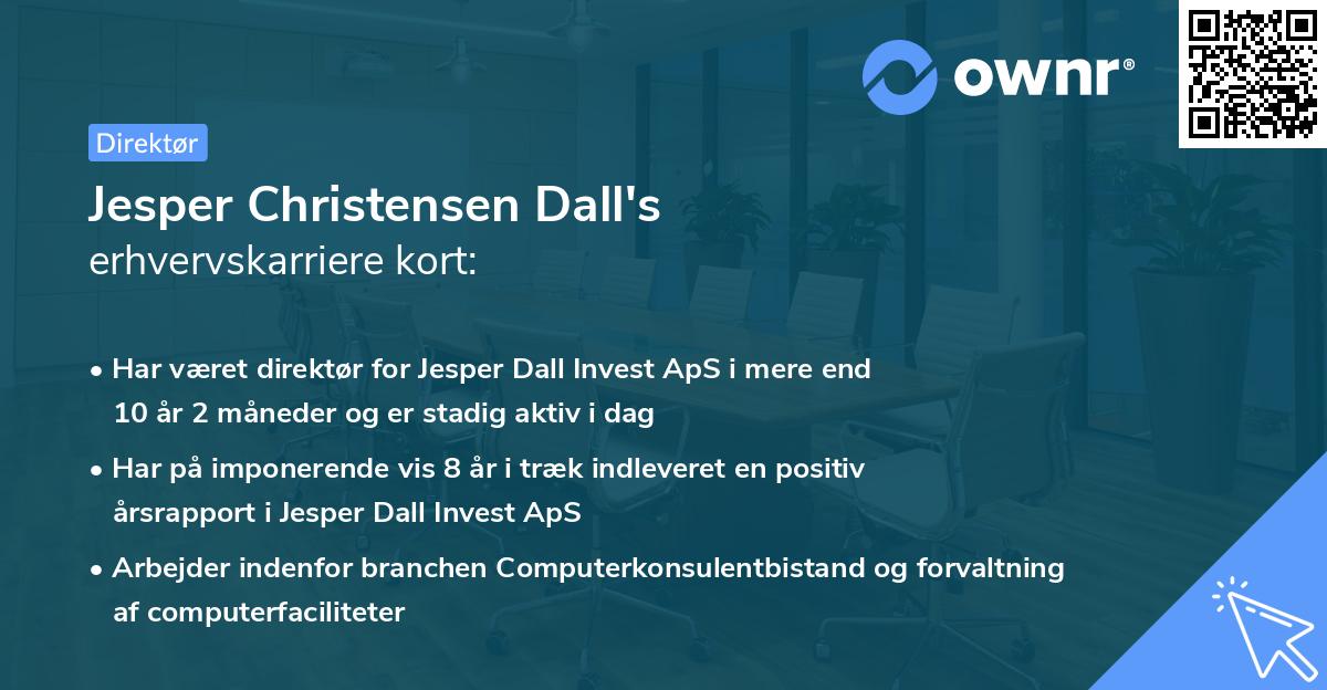 Jesper Christensen Dall's erhvervskarriere kort