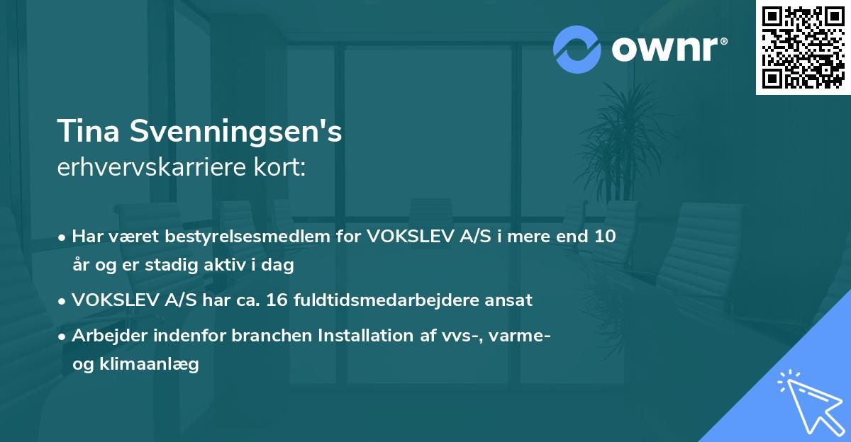 Tina Svenningsen's erhvervskarriere kort
