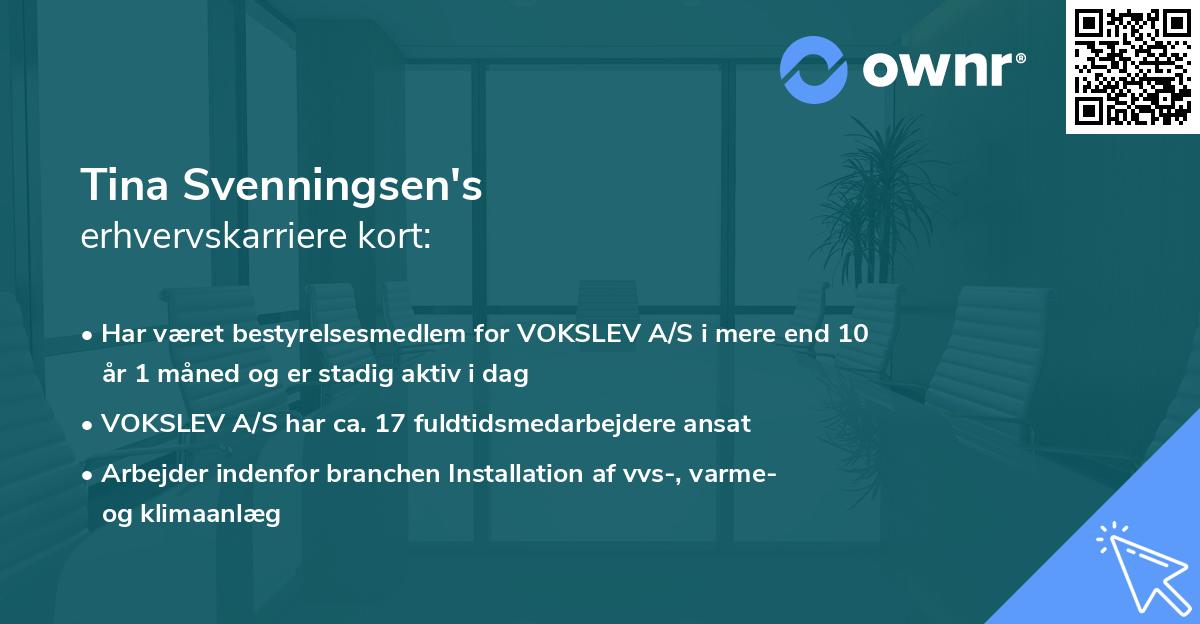 Tina Svenningsen's erhvervskarriere kort