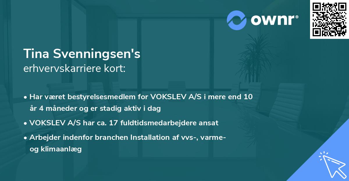 Tina Svenningsen's erhvervskarriere kort