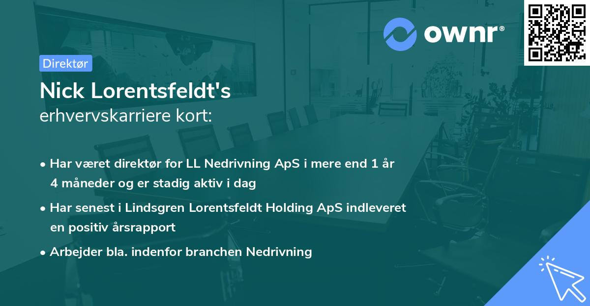 Nick Lorentsfeldt's erhvervskarriere kort