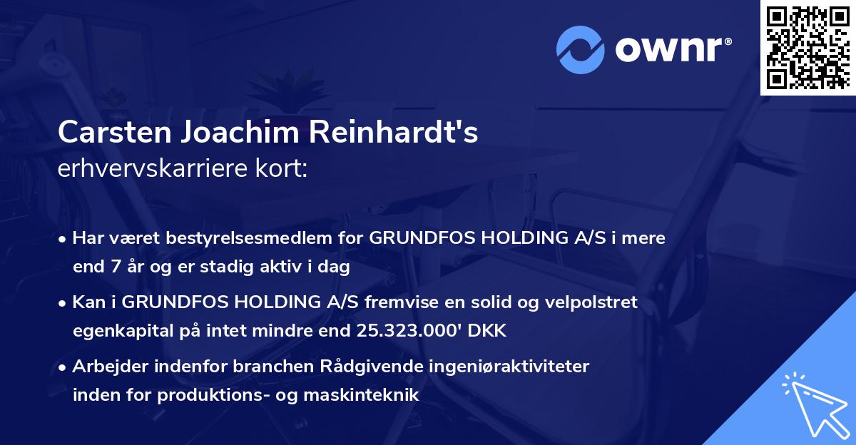 Carsten Joachim Reinhardt's erhvervskarriere kort