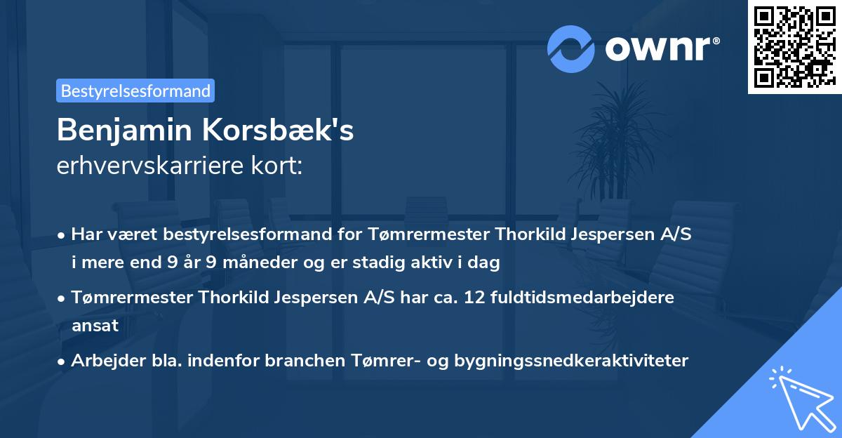 Benjamin Korsbæk's erhvervskarriere kort