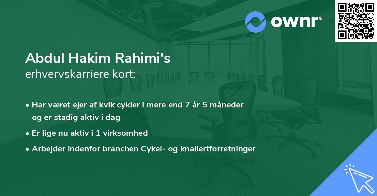 Abdul Hakim Rahimi's erhvervskarriere kort