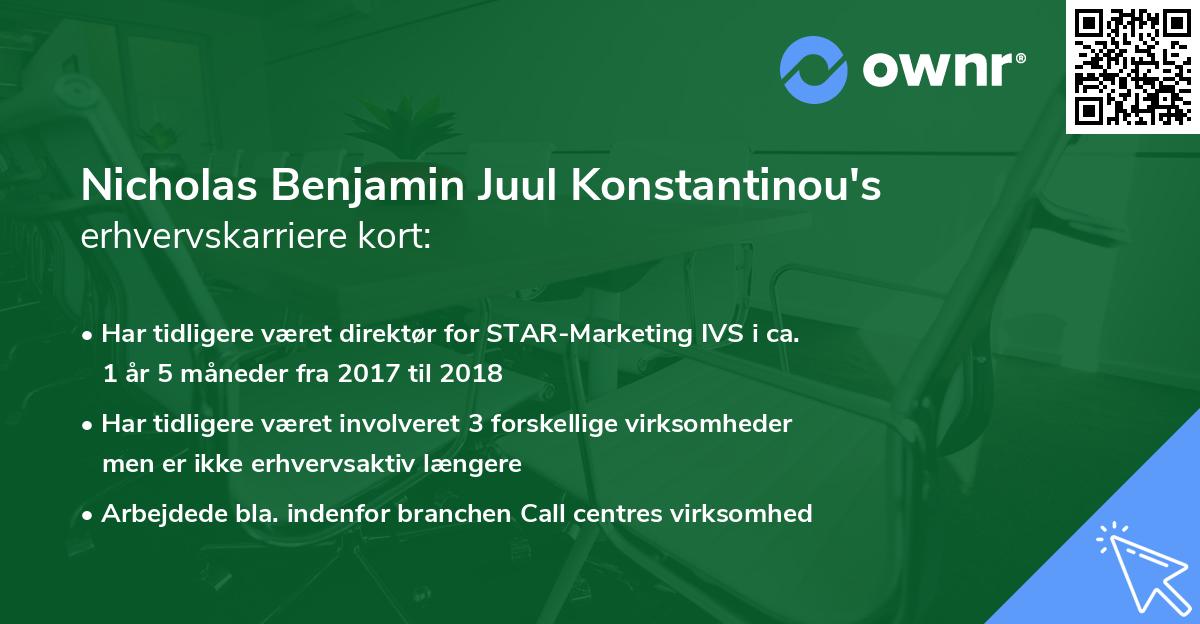 Nicholas Benjamin Juul Konstantinou's erhvervskarriere kort