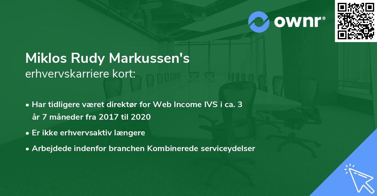 Miklos Rudy Markussen's erhvervskarriere kort