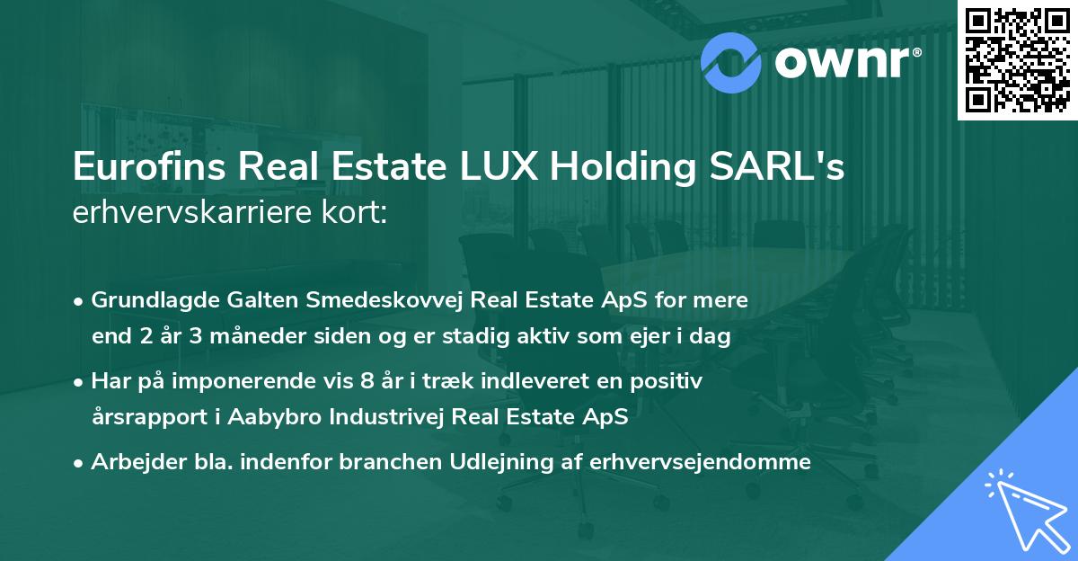 Eurofins Real Estate LUX Holding SARL's erhvervskarriere kort
