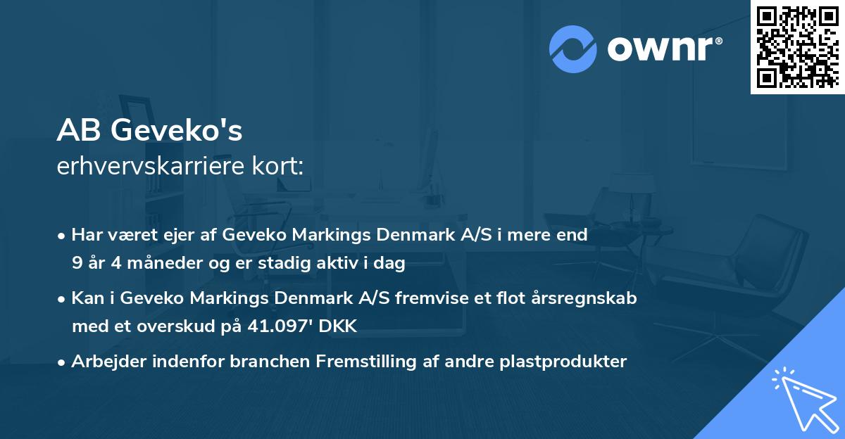 AB Geveko's erhvervskarriere kort