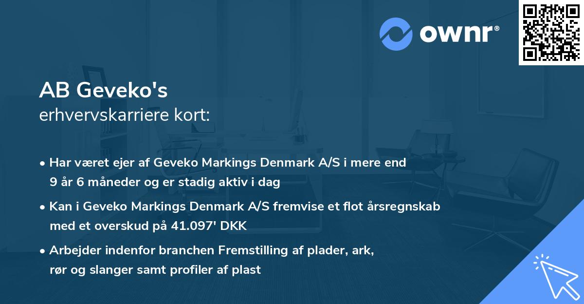 AB Geveko's erhvervskarriere kort