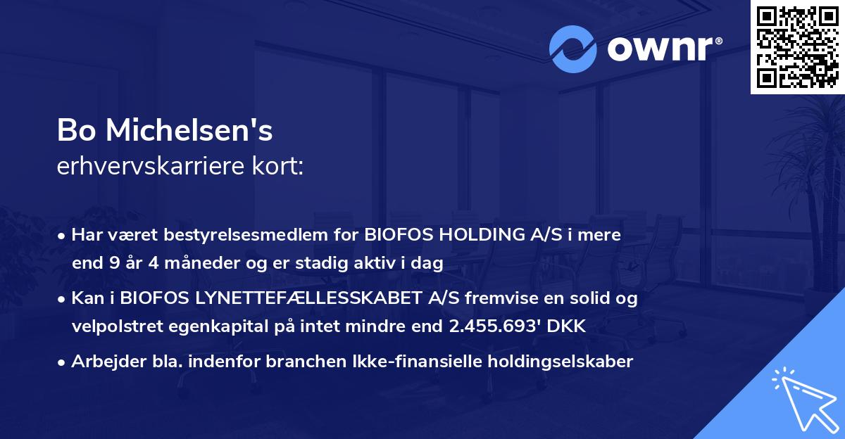 Bo Michelsen's erhvervskarriere kort