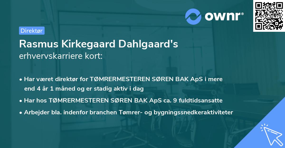 Rasmus Kirkegaard Dahlgaard's erhvervskarriere kort