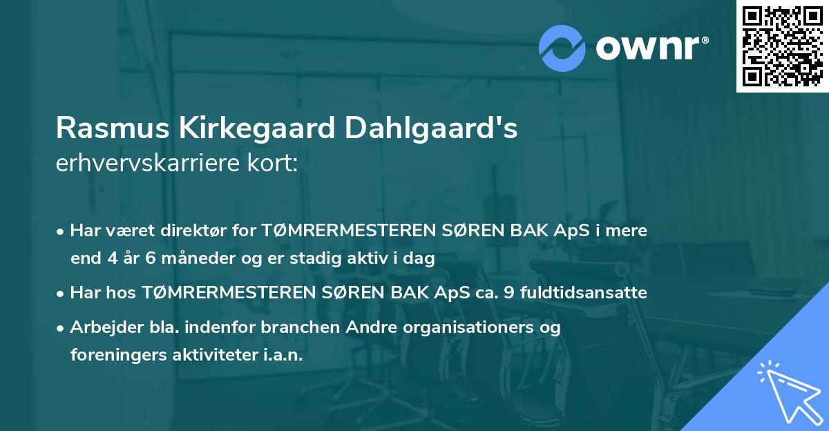 Rasmus Kirkegaard Dahlgaard's erhvervskarriere kort
