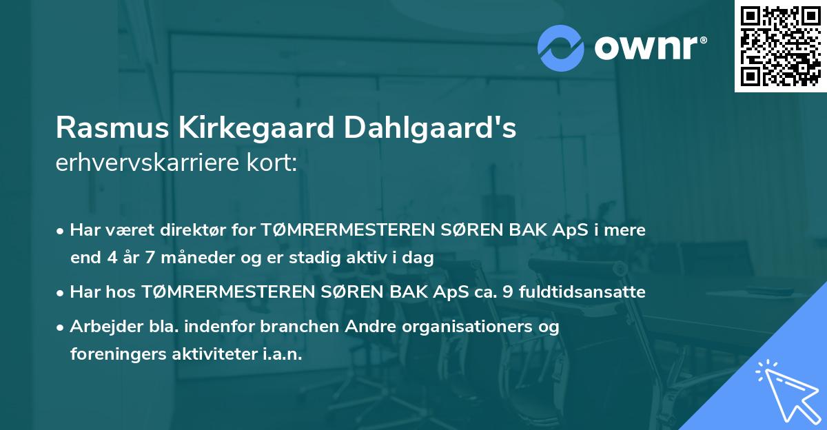 Rasmus Kirkegaard Dahlgaard's erhvervskarriere kort