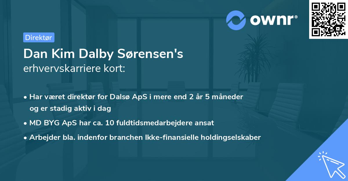 Dan Kim Dalby Sørensen's erhvervskarriere kort
