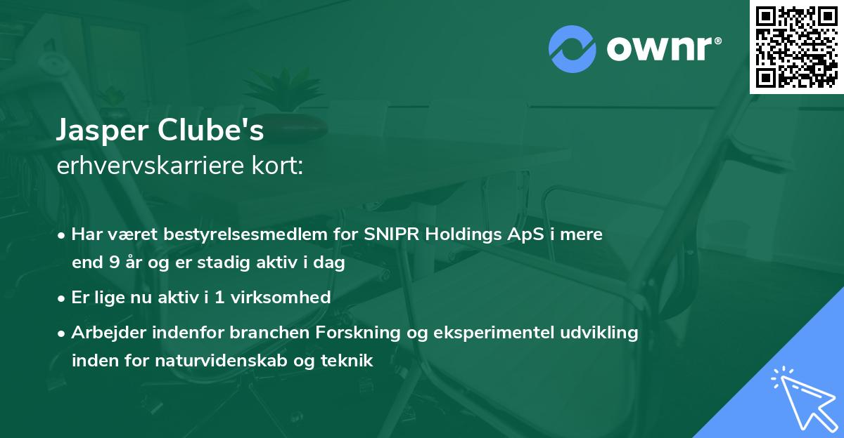 Jasper Clube's erhvervskarriere kort