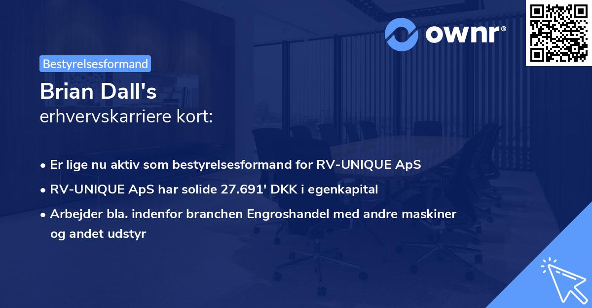 Brian Dall's erhvervskarriere kort