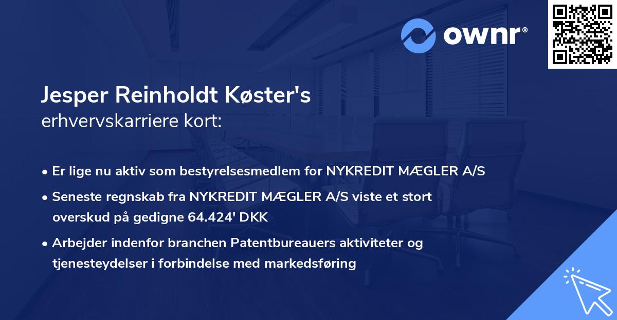 Jesper Reinholdt Køster's erhvervskarriere kort