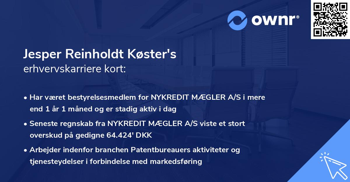 Jesper Reinholdt Køster's erhvervskarriere kort