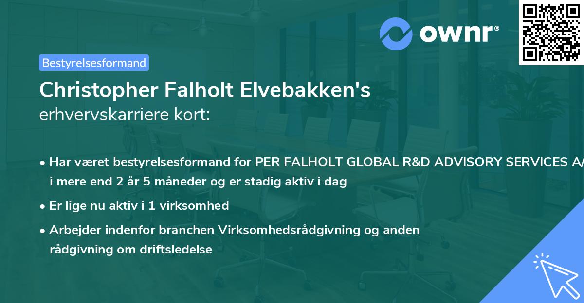 Christopher Falholt Elvebakken's erhvervskarriere kort