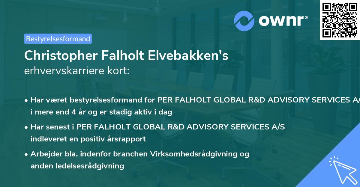 Christopher Falholt Elvebakken's erhvervskarriere kort