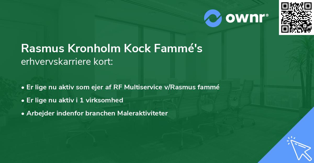 Rasmus Kronholm Kock Fammé's erhvervskarriere kort