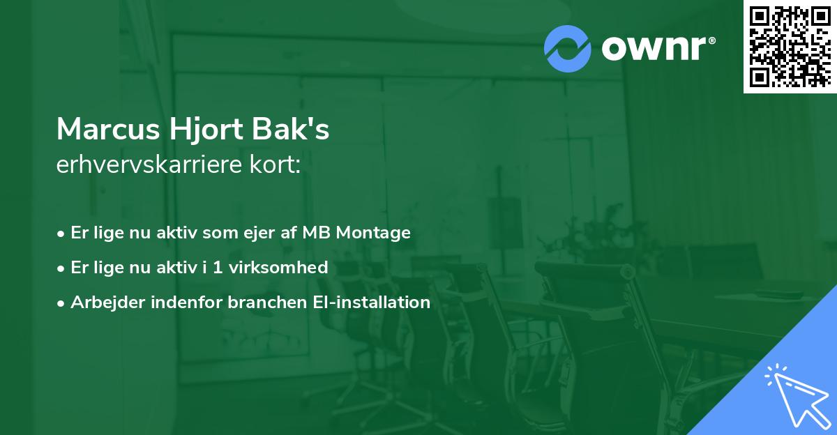 Marcus Hjort Bak's erhvervskarriere kort