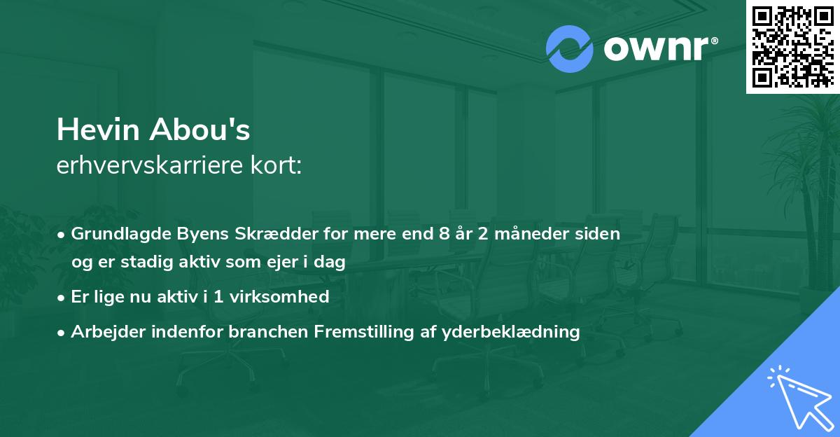 Hevin Abou's erhvervskarriere kort