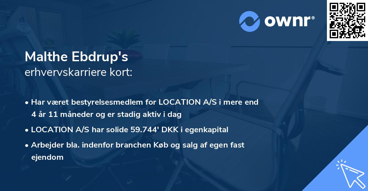 Malthe Ebdrup's erhvervskarriere kort