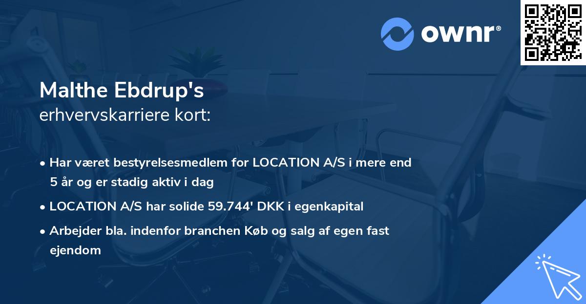Malthe Ebdrup's erhvervskarriere kort