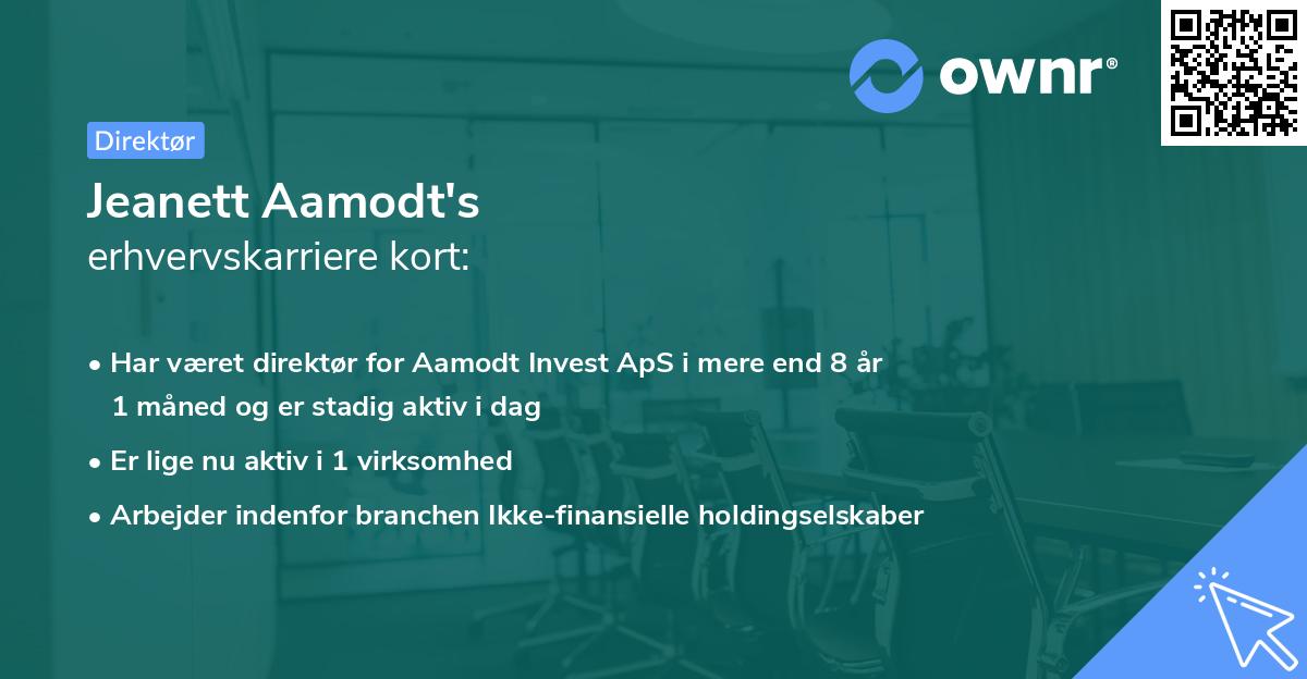 Jeanett Aamodt's erhvervskarriere kort