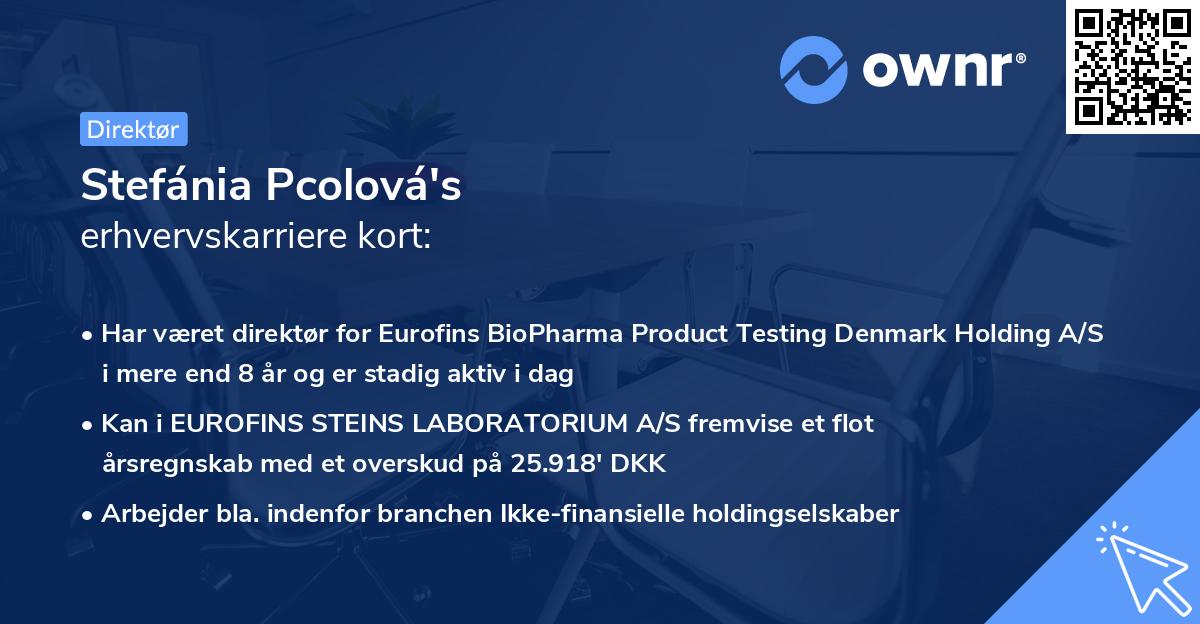 Stefánia Pcolová's erhvervskarriere kort