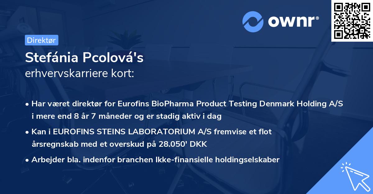 Stefánia Pcolová's erhvervskarriere kort