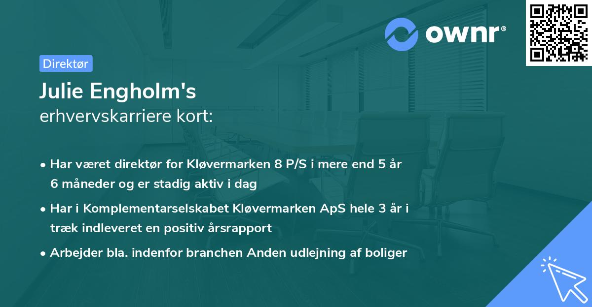 Julie Engholm's erhvervskarriere kort