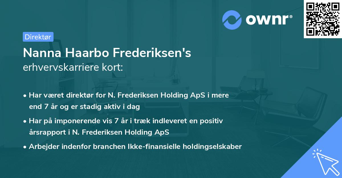 Nanna Haarbo Frederiksen's erhvervskarriere kort